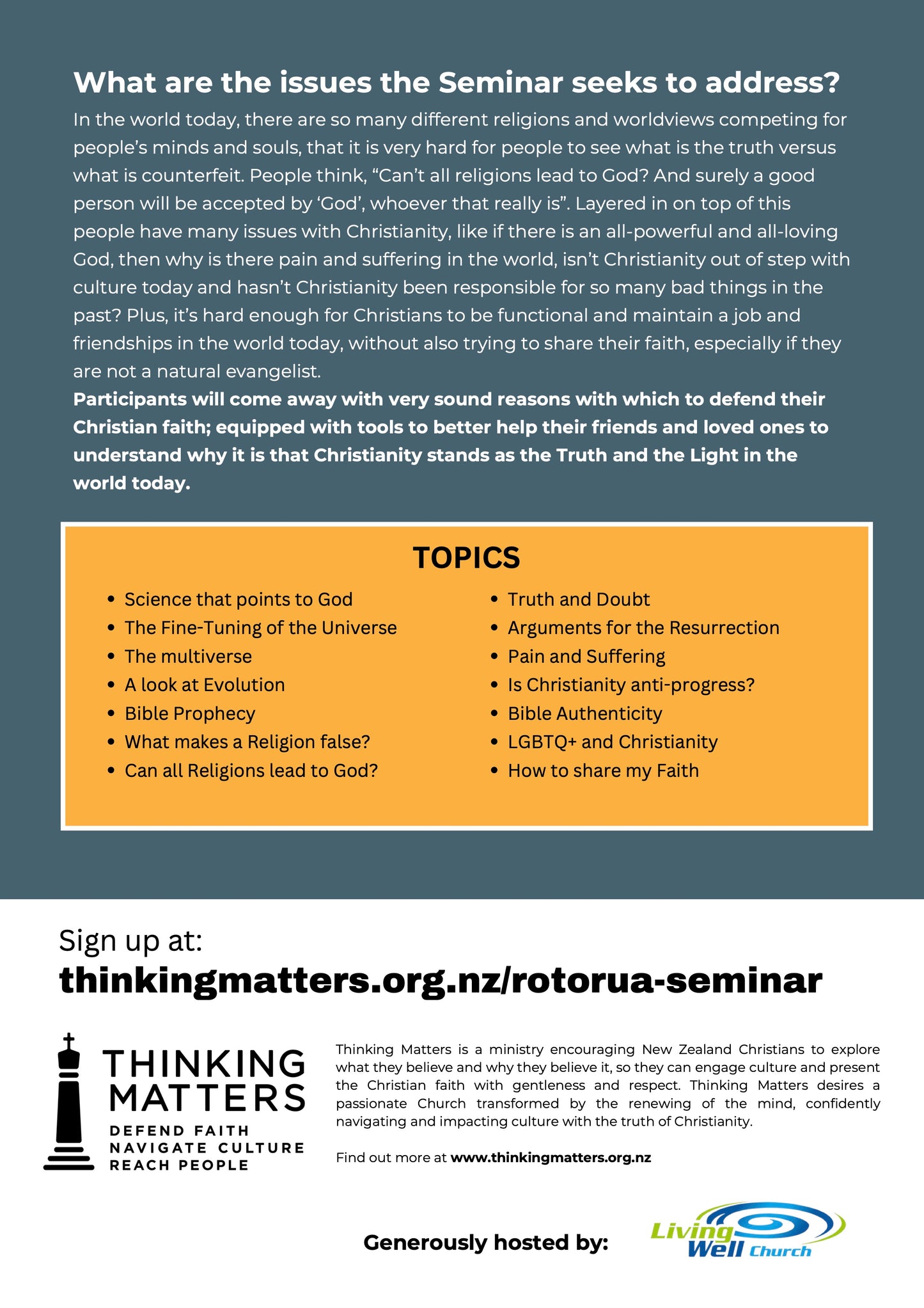 Reasons for Faith Seminar | Rotorua